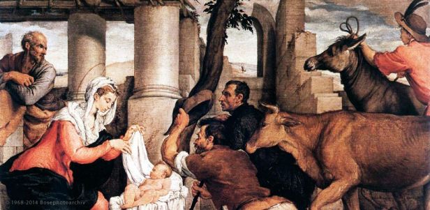 Jacopo Bassano, Adorazione dei pastori, 1550 circa, Gallerie dell'Accademia, Venezia (particolare)